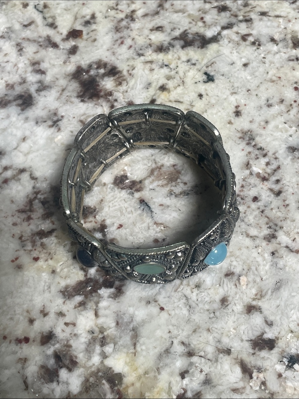 Maurices Silver-Tone Stretch Bracelet with Blue and Aqua Accents